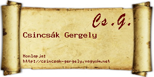 Csincsák Gergely névjegykártya